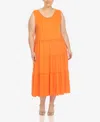 White Mark Plus Womens Scoop Neck Midi Midi Dress In Orange