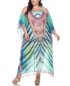 White Mark Plus Size Sheer Maxi Caftan In Green