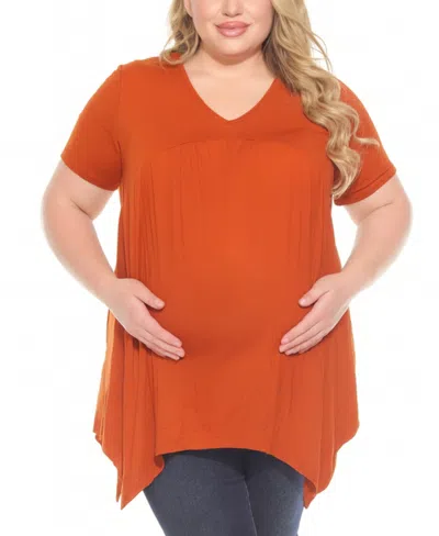 WHITE MARK PLUS SIZE SHIRRED MATERNITY TOP