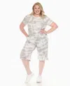 White Mark Plus Size Short Sleeve And Capri Lounge Set