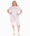 White Mark Plus Size Short Sleeve And Capri Lounge Set