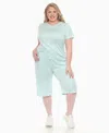 White Mark Plus Size Short Sleeve And Capri Lounge Set