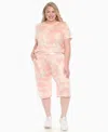 White Mark Plus Size Short Sleeve And Capri Lounge Set