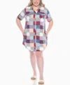 White Mark Plus Size Short Sleeve Plaid Button-down Shirt Dress In Multi