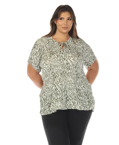 White Mark Plus Size Short Sleeve Printed Peplum Top In Multi