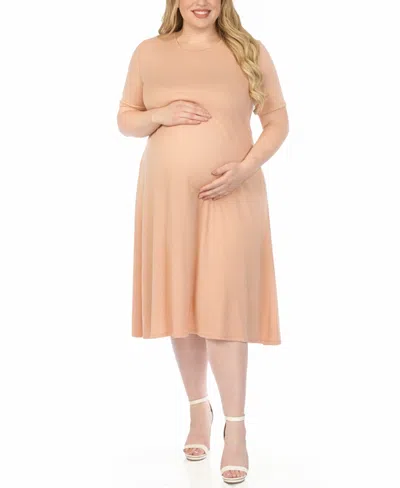 White Mark Plus Size Short-sleeve Midi A-line Dress In Green