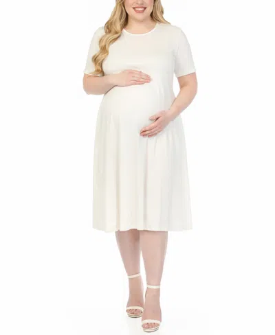 White Mark Plus Size Short-sleeve Midi A-line Dress In Gray