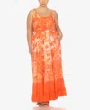 White Mark Plus Size Smocked Ruffle Maxi Dress In Orange