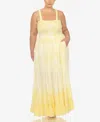 White Mark Plus Size Smocked Ruffle Maxi Dress In Yellow