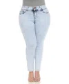 White Mark Plus Size Stretch Denim Jeans In Acid Wash Denim