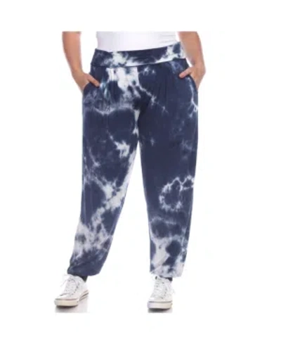 White Mark Plus Size Tie Dye Harem Pants In Navy