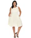 White Mark Plus Size Tweed Fit And Flare Dress In White