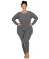 White Mark Plus Size Waffle Pajama Set In Navy