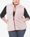 White Mark Plus Size Women's Zip Up Sherpa Vest Jacket In Sheep Violet