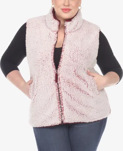 White Mark Plus Size Women's Zip Up Sherpa Vest Jacket In Sheep Violet