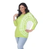 White Mark Plus Tie Dye Womens Boat Neck 3/4 Sleeve Tunic Top In Green