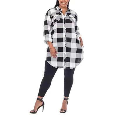 White Mark Plus Womens 3/4 Sleeve Tunic Top In Black