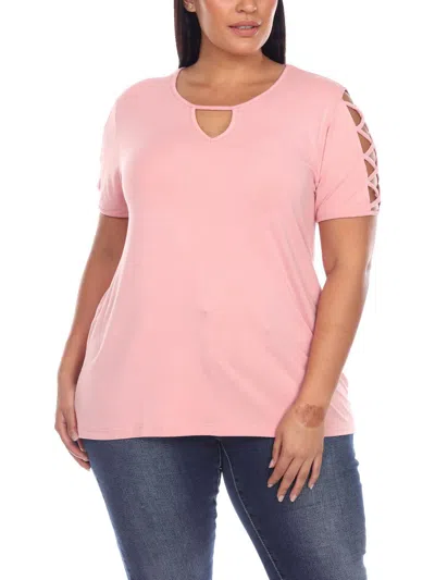 White Mark Plus Womens Blouse In Pink