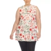 White Mark Plus Womens Crew Neck Sleeveless Tunic Top In Red