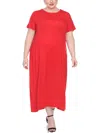 White Mark Plus Size Short Sleeves Maxi Dress In Red