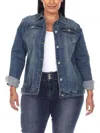 White Mark Plus Size Classic Denim Jacket In Blue