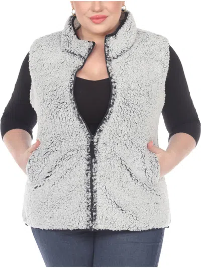 White Mark Plus Womens Faux Fur Warm Outerwear Vest In Grey