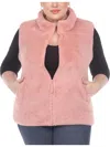 White Mark Plus Womens Faux Fur Warm Outerwear Vest In Pink