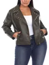 White Mark Plus Size Pu Faux Leather Jacket In Green