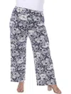 WHITE MARK PLUS WOMENS FOLD-OVER WAIST WIDE LEG PALAZZO PANTS