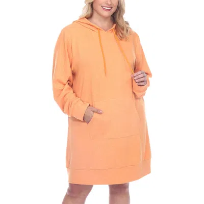 White Mark Plus Womens Hooded Mini Sweatshirt Dress In Orange