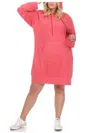 White Mark Plus Size Hoodie Sweatshirt Dress In Red