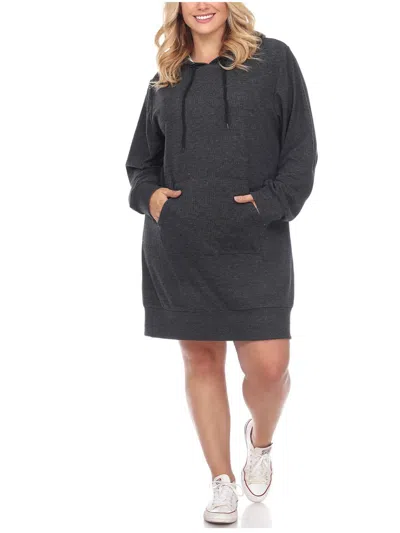 White Mark Plus Size Hoodie Sweatshirt Dress In Pink