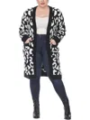 White Mark Plus Womens Knit Leopard Cardigan Sweater
