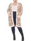 White Mark Plus Womens Knit Leopard Cardigan Sweater In Multi