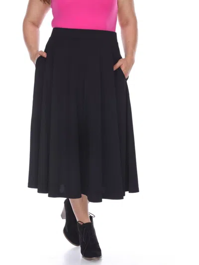 White Mark Plus Womens Knit Textured A-line Skirt In Black