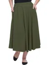 White Mark Plus Womens Knit Textured A-line Skirt In Green