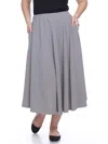White Mark Plus Size Tasmin Flare Midi Skirt In Grey