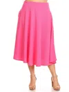 White Mark Plus Size Tasmin Flare Midi Skirt In Pink
