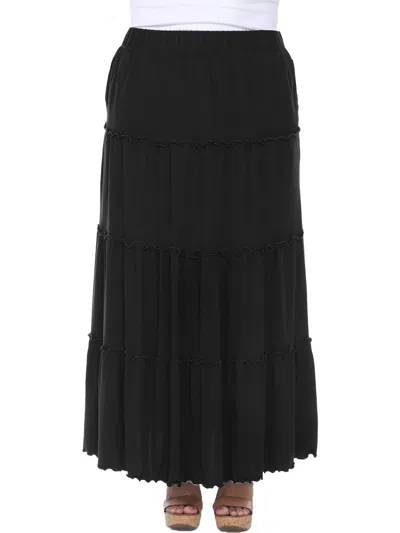 White Mark Plus Womens Knit Tiered Maxi Skirt In Black