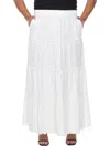 White Mark Womens Tiered Polyester Maxi Skirt In White