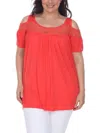White Mark Plus Size Bexley Tunic Top In Red