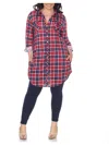 White Mark Plus Piper Stretchy Plaid Tunic In Red