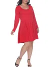 White Mark Plus Womens Pleated Textured Mini Dress In Red