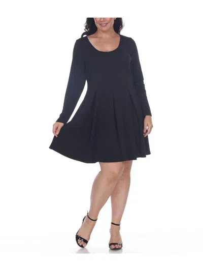 WHITE MARK PLUS WOMENS PLEATED TEXTURED MINI DRESS