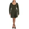 White Mark Plus Womens Pleated Textured Mini Dress In Green