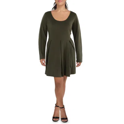 White Mark Plus Womens Pleated Textured Mini Dress In Green