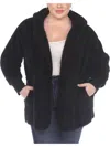 White Mark Plus Size Hooded Sherpa Jacket In Black