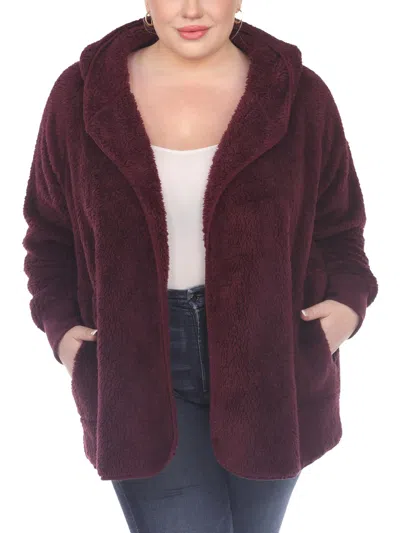 White Mark Plus Womens Plush Long Sleeves Fleece Jacket In Purple