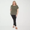 White Mark Plus Womens Round Neck Short Sleeve Tunic Top In Green