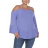 White Mark Plus Womens Ruffled Hem Cold Shoulder Peasant Top In Purple